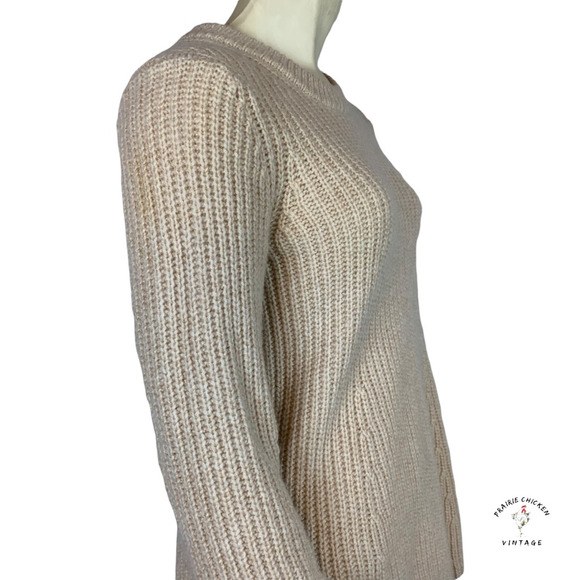 Athleta Womens Sierra Pullover Sweater Beige Wool Blend Ribbed Crew Neck XS - Picture 6 of 11